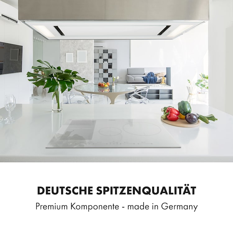 Delicatessa 77 Hybrid Einbaukochfeld Induktion 4 Zonen 7000W 4 (2x rechteckig, 1x rund 28 cm, 1x rund 16 cm) | Weiß