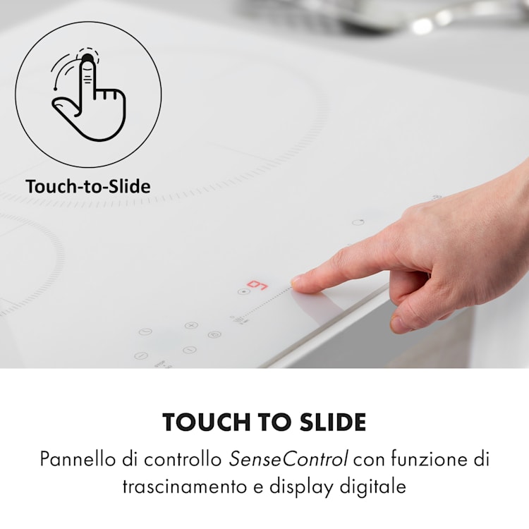 Delicatessa 77 Hybrid, piano cottura a incasso, induzione, 4 zone, 7000W Bianco | 4 (2x rettangolari, 1x rotondo da 28 cm, 1x rotondo da 16 cm)