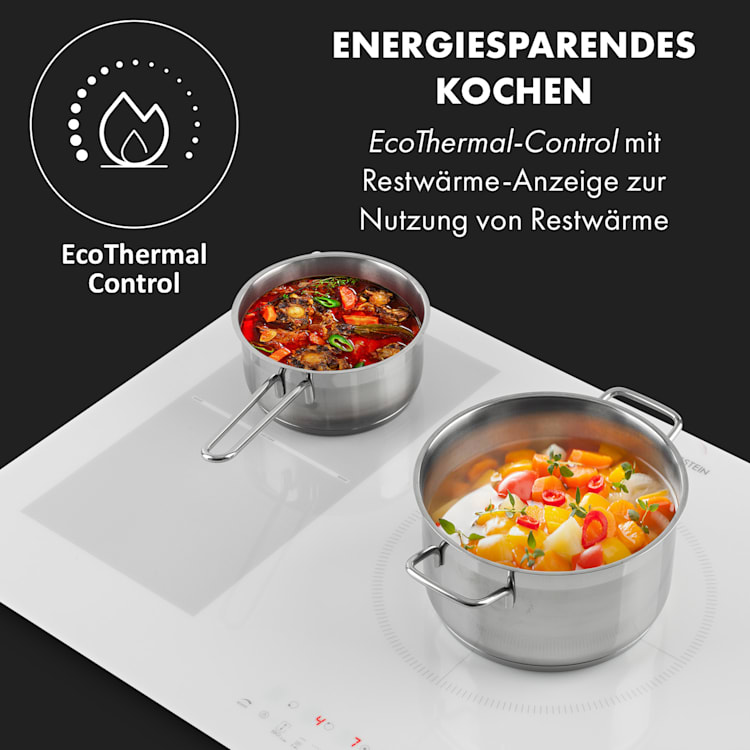 Delicatessa 90 Hybrid Einbaukochfeld Induktion 5 Zonen 7400W 5 (2x rechteckig, 1x rund 21 cm, 2x rund 18 cm) | Weiß