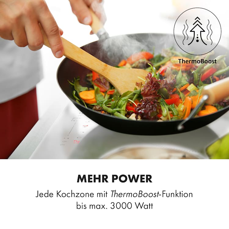 Delicatessa 90 Hybrid Einbaukochfeld Induktion 5 Zonen 7400W 5 (2x rechteckig, 1x rund 21 cm, 2x rund 18 cm) | Weiß