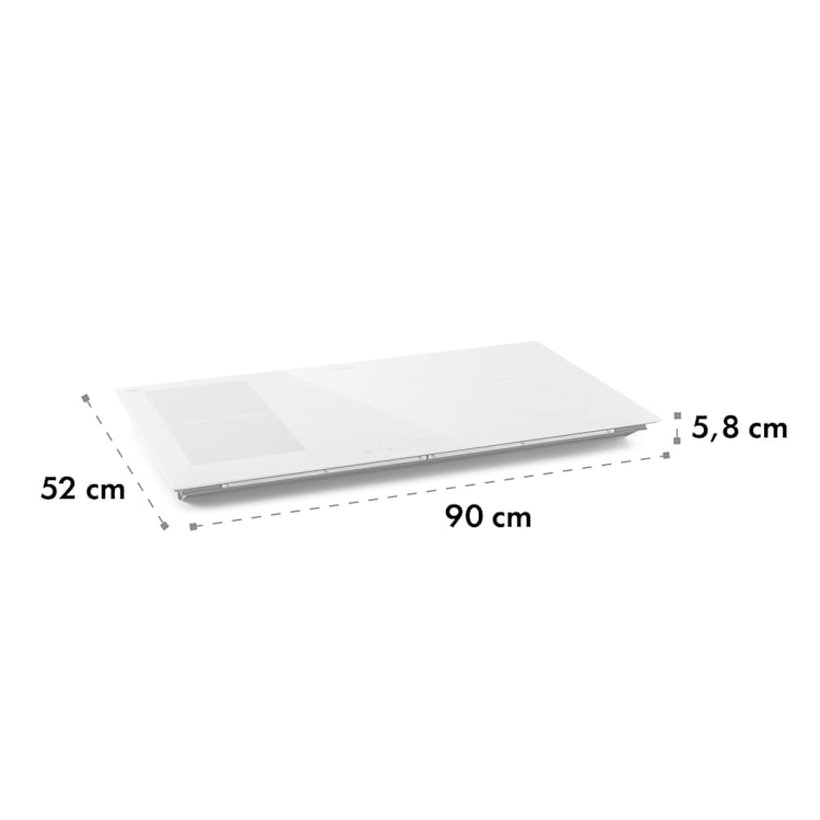 Delicatessa 90 Hybrid Einbaukochfeld Induktion 5 Zonen 7400W 5 (2x rechteckig, 1x rund 21 cm, 2x rund 18 cm) | Weiß