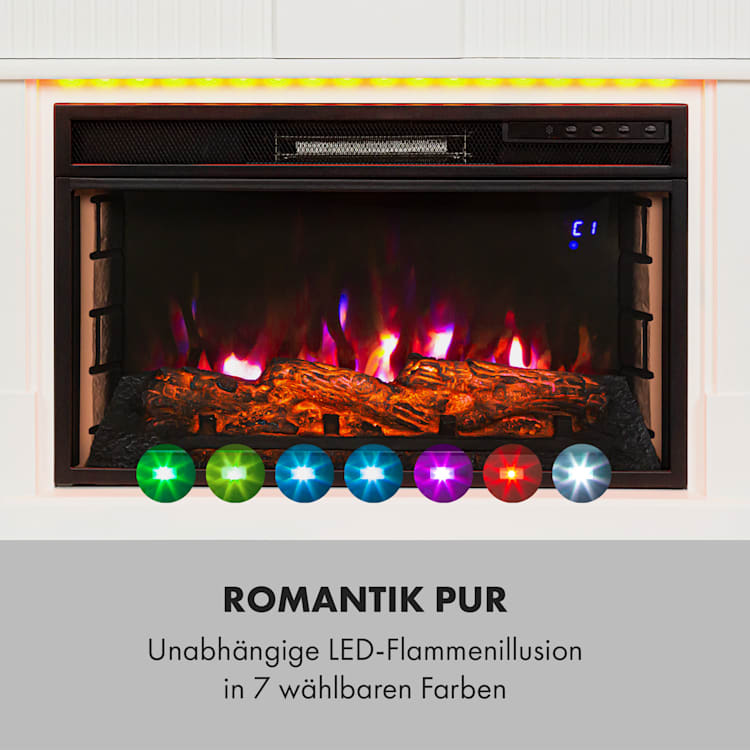 Bern Smart Elektrischer Kamin 1000/2000W LED 18-27 °C Wochentimer