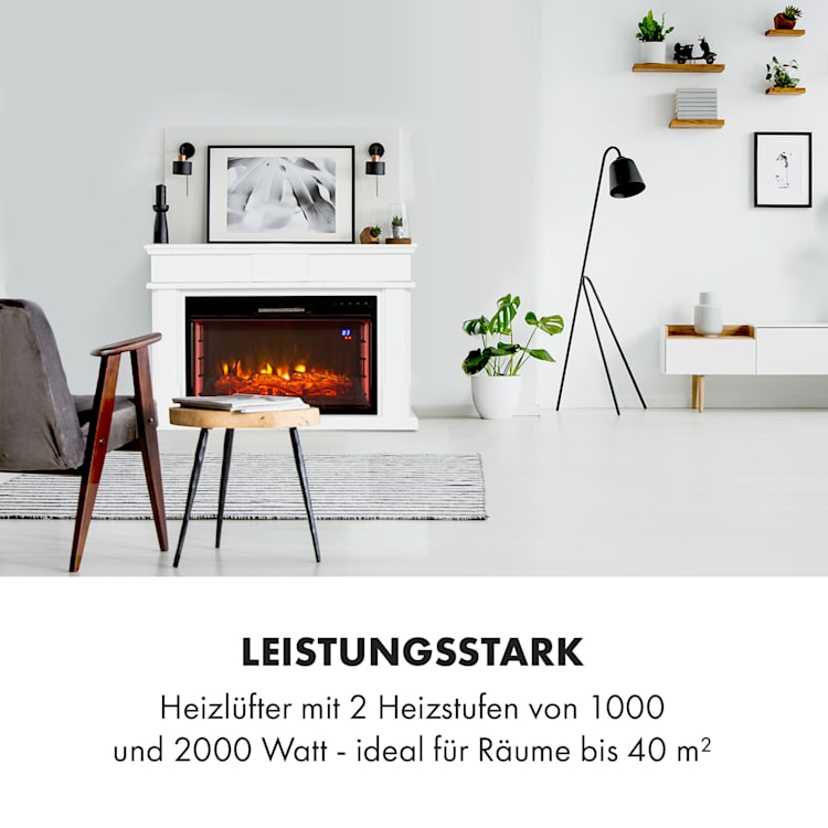 Bern Smart Elektrischer Kamin 1000/2000W LED 18-27 °C Wochentimer