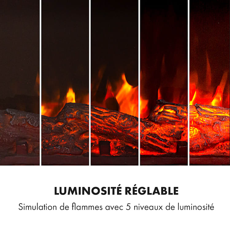 Klarstein Lucerne Smart cheminée électrique 1000/2000 W LED 18-27 °C minuterie hebdomadaire blanche