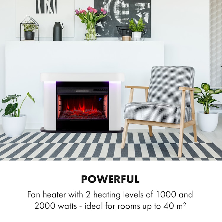 Klarstein, Aargau Smart, Electric Fireplace, 1000 / 2000W, LED, 18-27 ° C, Weekly Timer