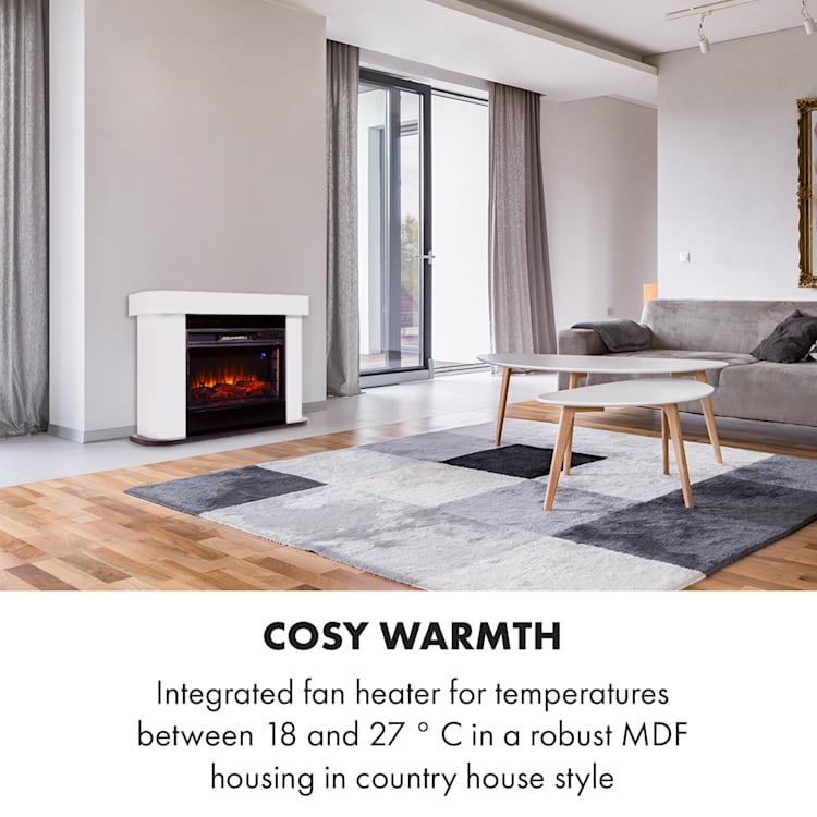 Klarstein, Aargau Smart, Electric Fireplace, 1000 / 2000W, LED, 18-27 ° C, Weekly Timer