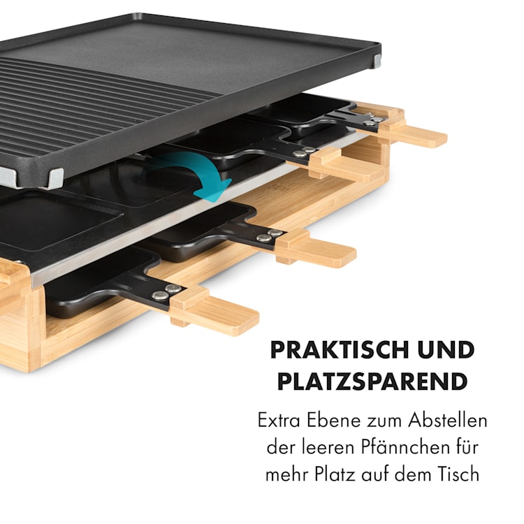 Tournedo Raclette 1200W Aluminiumguss 8 Personen Holz-Dekor