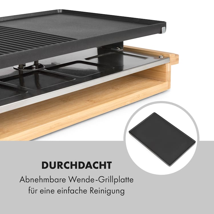 Tournedo Raclette 1200W Aluminiumguss 8 Personen Holz-Dekor