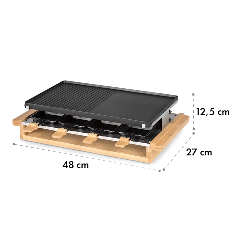 Tournedo Raclette 1200W Aluminiumguss 8 Personen Holz-Dekor