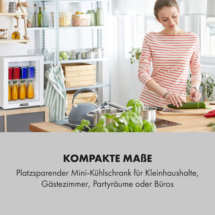 Brooklyn 24 Silver Mini-Kühlschrank Glastür LED Ablage 23 Ltr | Weiß