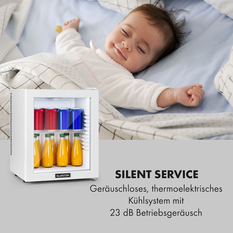 Brooklyn 24 Silver Mini-Kühlschrank Glastür LED Ablage 23 Ltr | Weiß