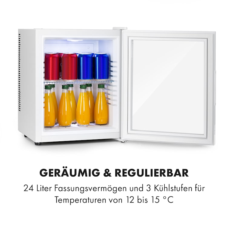 Brooklyn 24 Silver Mini-Kühlschrank Glastür LED Ablage 23 Ltr | Weiß