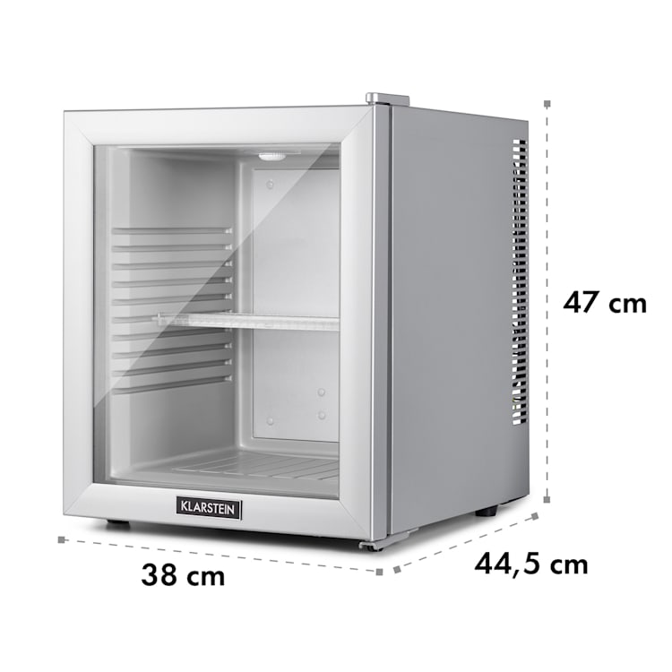 Brooklyn 32 White Mini-Kühlschrank Glastür LED Ablage 30 Ltr | Silber