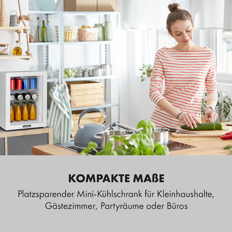 Brooklyn 42 White Mini-Kühlschrank Glastür LED Ablage 42 Ltr | Weiß