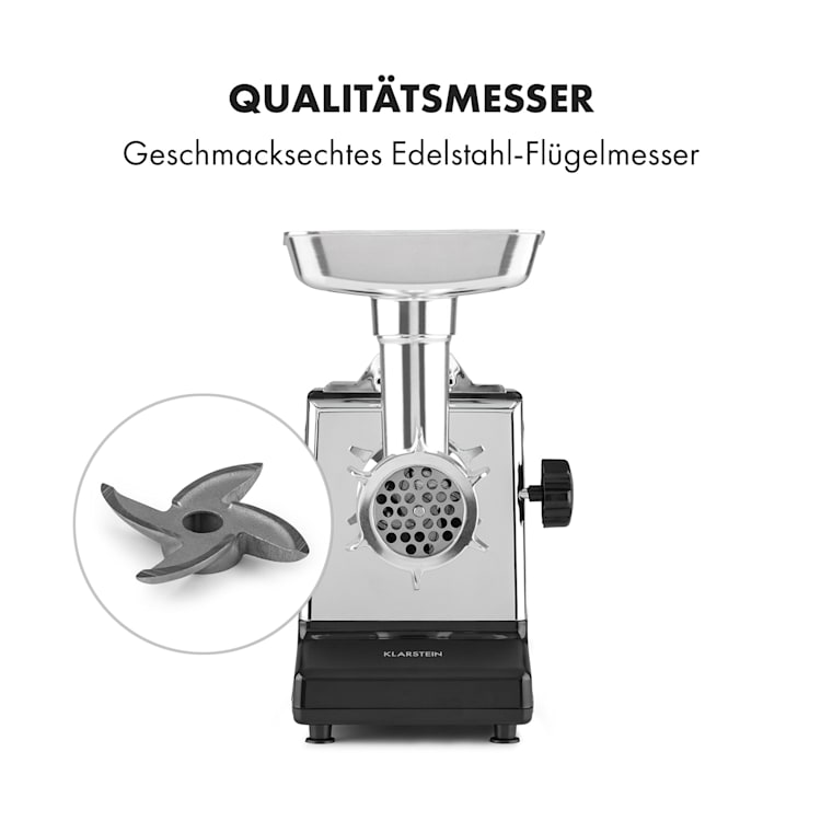 Kraftprotz elektrischer Fleischwolf 700 W Kupfermotor Hack Wurst Kebbe Edelstahl Schwarz
