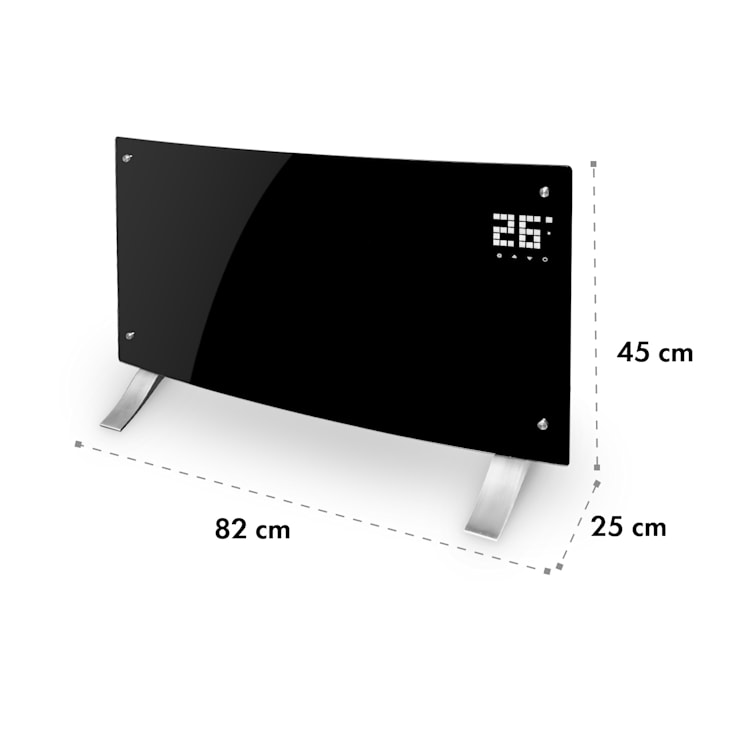Bornholm Curved Smart, grzejnik konwekcyjny, 2000 W, sterowanie przy użyciu aplikacji, czarny Czarny