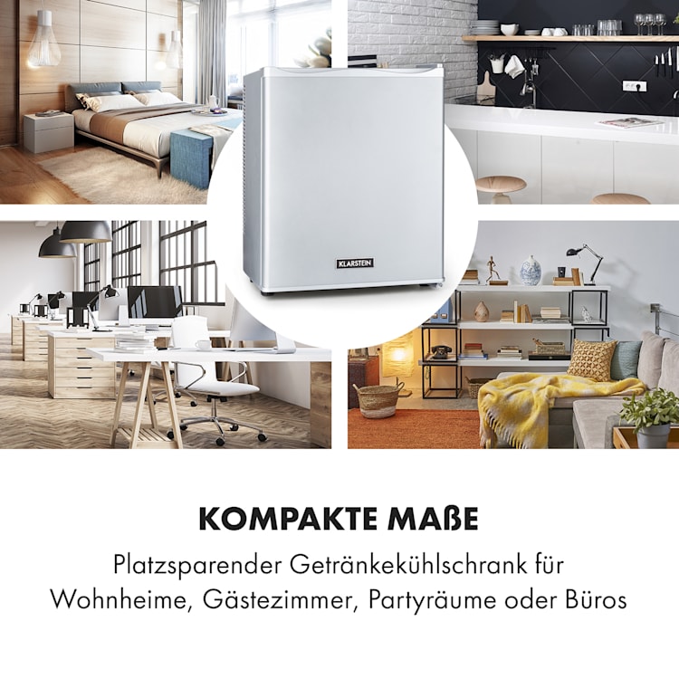 Happy Hour Minibar 5-15°C EEK G lautlos 23dB LED-Licht 23 Ltr | Silber