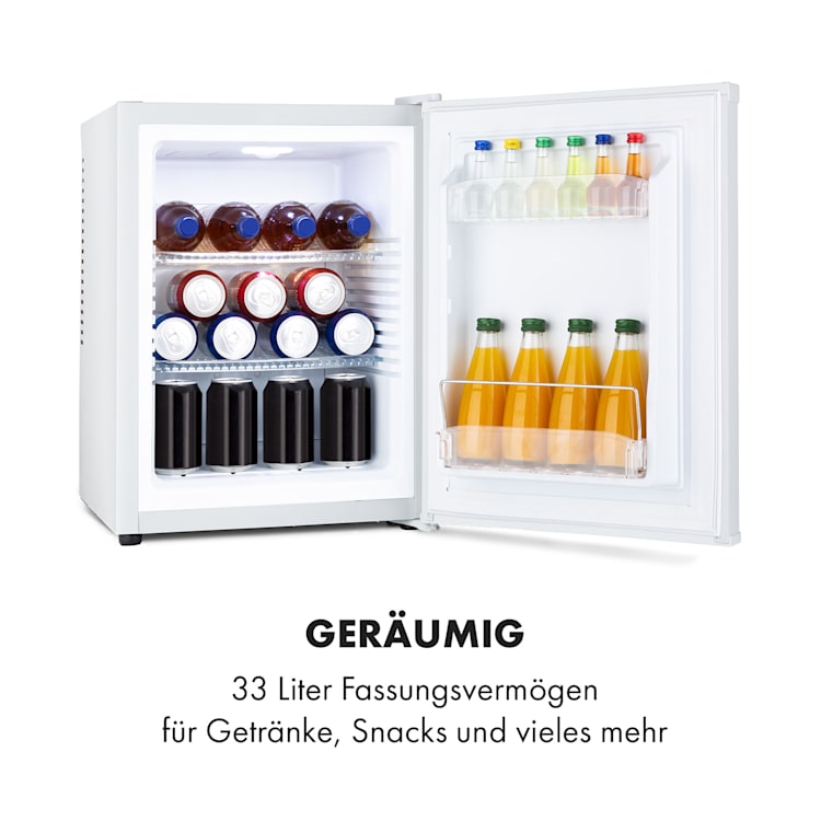 Happy Hour 33 Minibar 33L 5-15°C EEK G 25dB LED-Licht 33 Ltr | Weiß