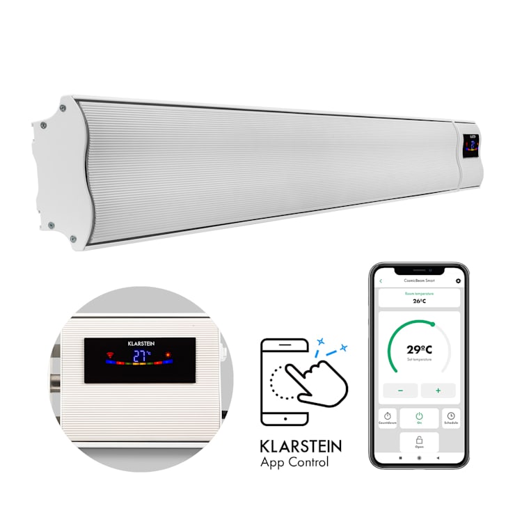 Cosmic Beam Smart 24 Infrarot-Heizstrahler 2400W App-Steuerung Fernbedienung Weiß | 2400 W
