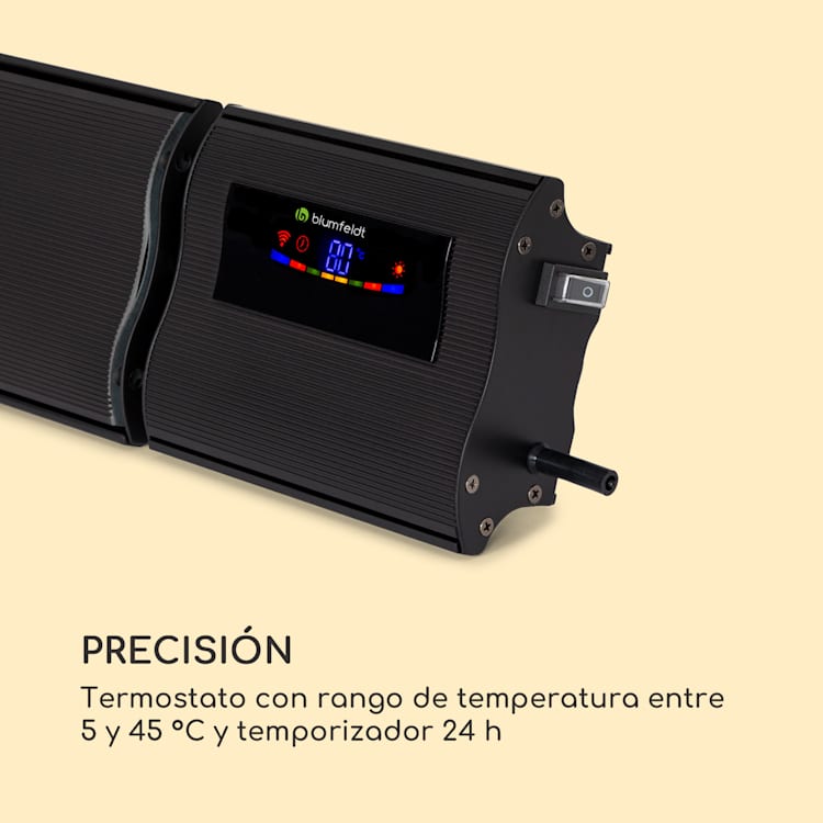 Calefactor radiante de infrarrojos Cosmic Beam Smart 24, 2400 W, control App, mando a distancia 2400 W | Negro