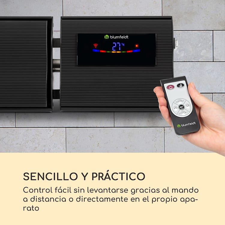 Calefactor radiante de infrarrojos Cosmic Beam Smart 24, 2400 W, control App, mando a distancia 2400 W | Negro