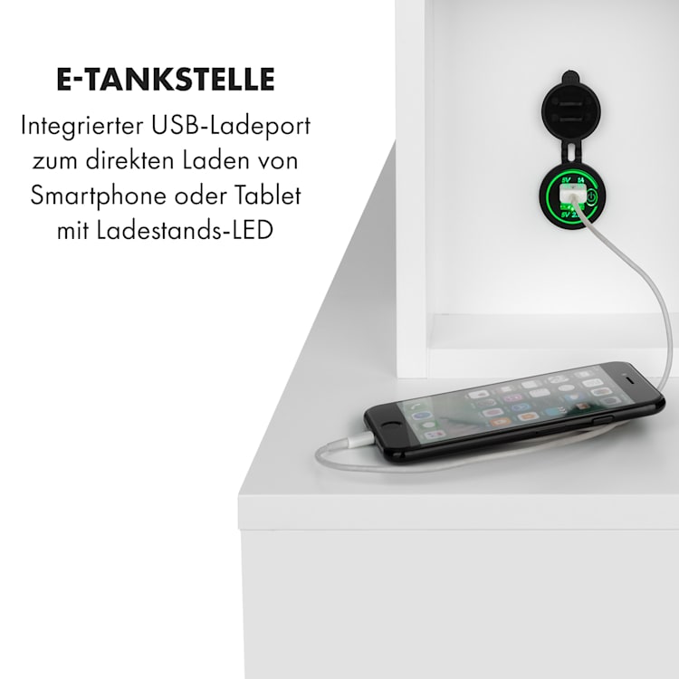 Heat 'n Beat Elektrischer Kamin 900/1800W LED Bluetooth-Speaker Flammenillusion Weiß