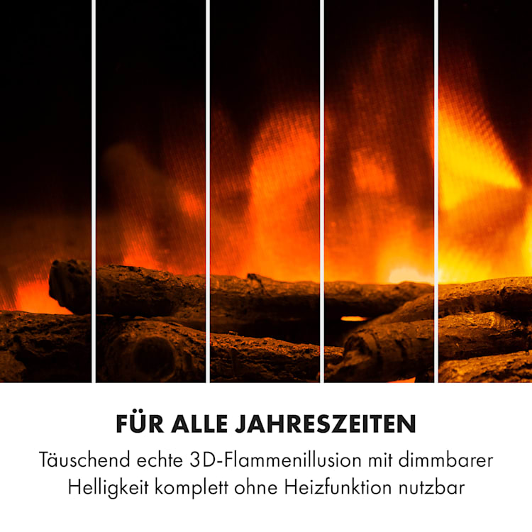 Heat 'n Beat Elektrischer Kamin 900/1800W LED Bluetooth-Speaker Flammenillusion Weiß