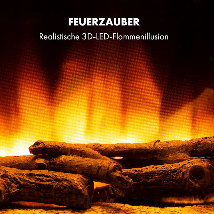 Zermatt Elektrischer Kamin 900/1800W Thermostat Flammenillusion Ofenrohr Weiß