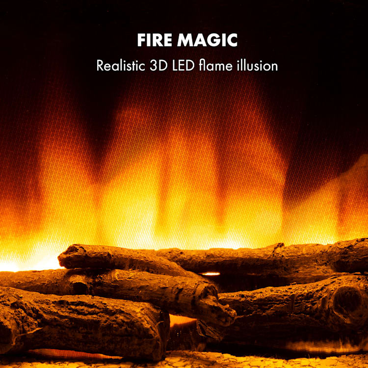 Klarstein Zermatt Elektrisk kamin 900/1800W flamillusion kaminrör vit