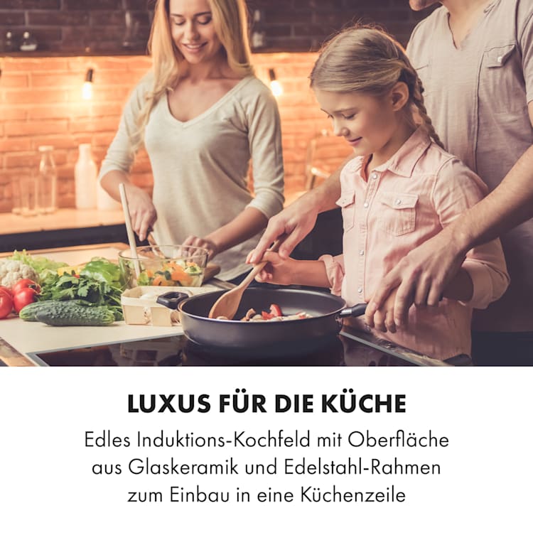 Delicatessa 60 Hybrid Prime Einbaukochfeld Induktion 4 Zonen 7000W 4 (2x rechteckig, 1x rund 21 cm, 1x rund 16 cm) | Schwarz