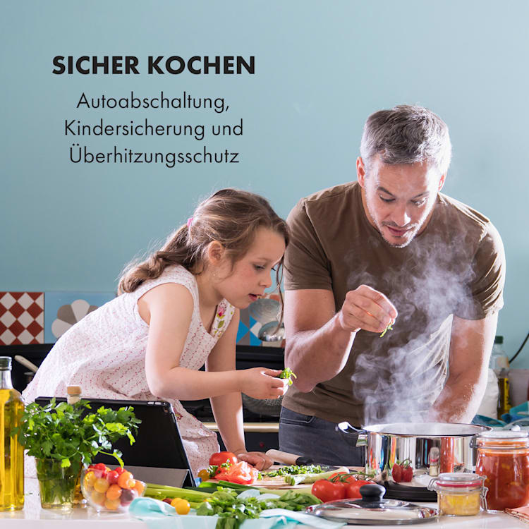Delicatessa 60 Hybrid Prime Einbaukochfeld Induktion 4 Zonen 7000W 4 (2x rechteckig, 1x rund 21 cm, 1x rund 16 cm) | Schwarz