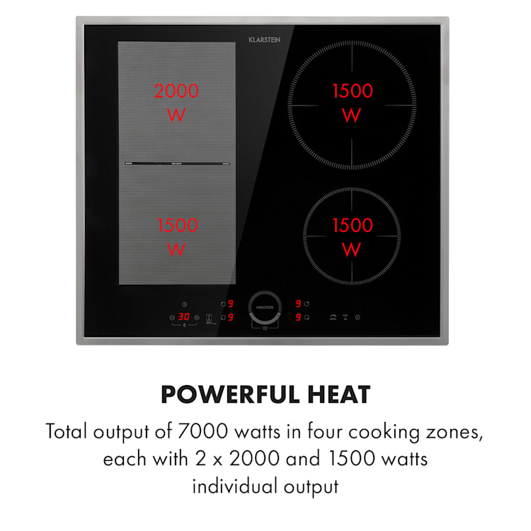 Delicatessa 60 Hybrid Prime Hob Induction 4 Zones 7000W black 4 (2 x rectangular, 1 x round 21 cm, 1 x round 16 cm) | Black