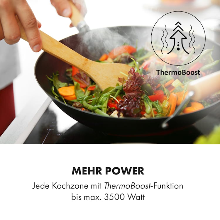 Delicatessa 77 Hybrid Prime Einbaukochfeld Induktion 4 Zonen 7000W 4 (2x rechteckig, 1x rund 28 cm, 1x rund 16 cm) | Schwarz
