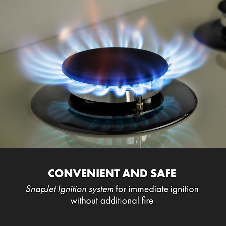 Victoria, 4-Zone Gas Hob, 4-Burner, Glass Ceramic, Ivory 4 | Ivory