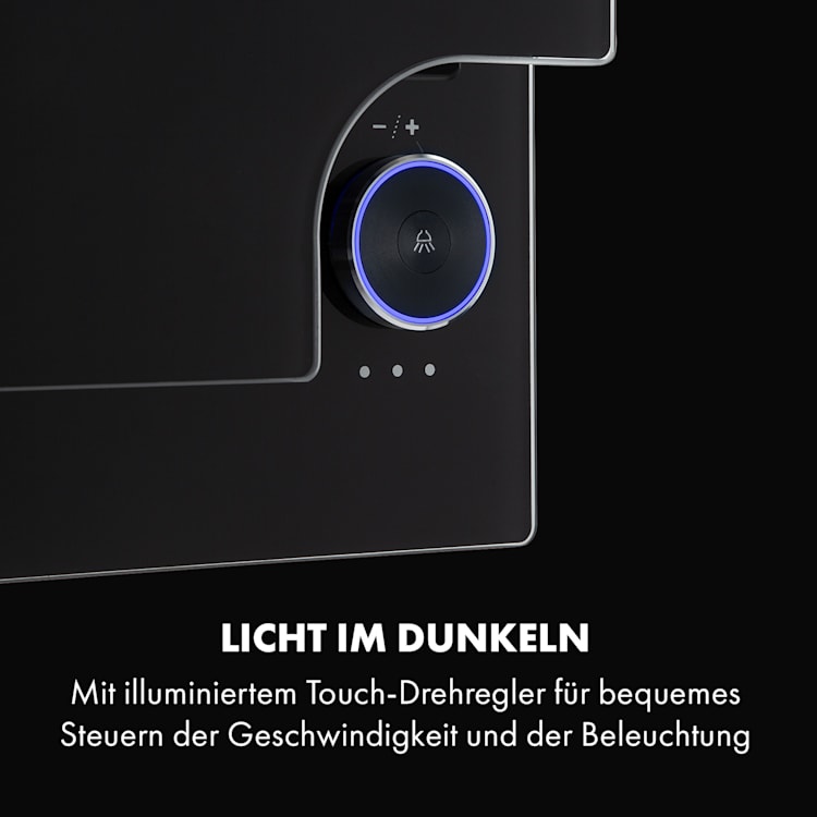 Amelia Dunstabzugshaube 123W 60x47x23,5cm LED-Beleuchtung Touch-Drehregler Glas 60 cm | Schwarz