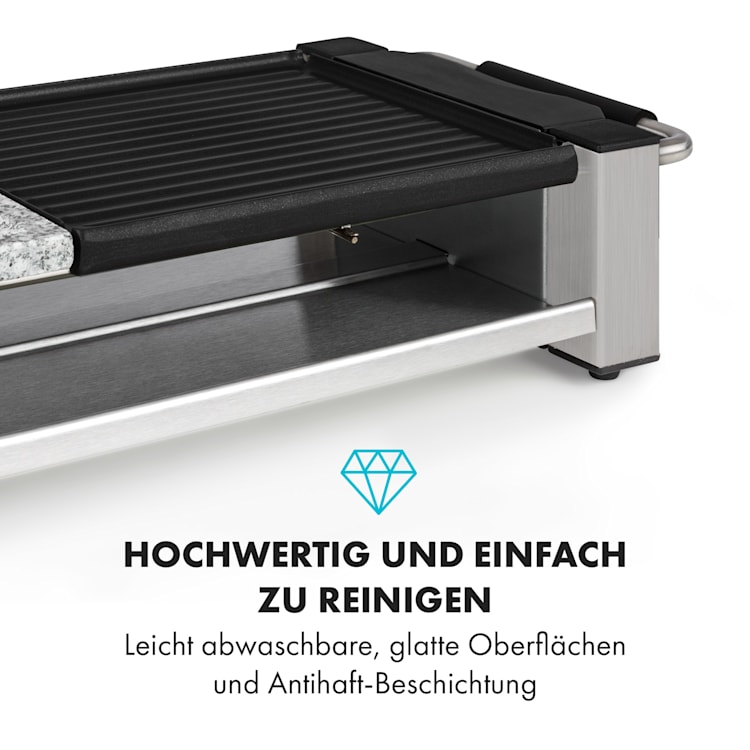 Bistecca Raclette 1200W Metall / Stein 8 Personen Kontroll-LED