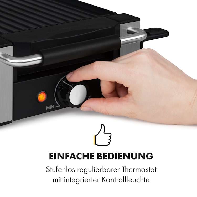 Bistecca Raclette 1200W Metall / Stein 8 Personen Kontroll-LED