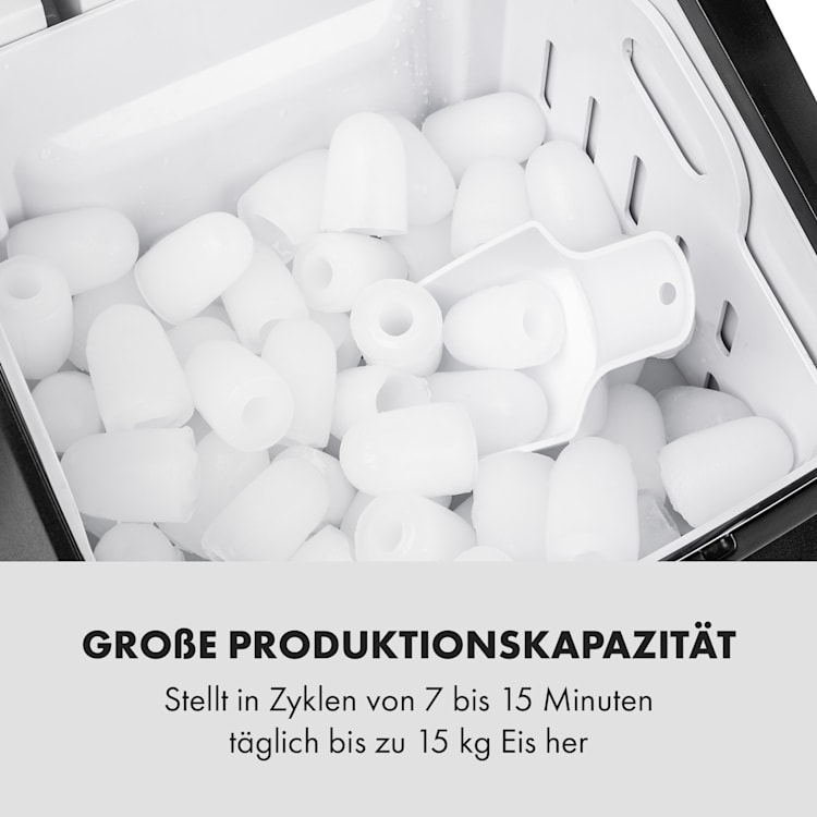 Partytime Eiswürfelmaschine Klareis 15kg/24h Edelstahl Schwarz