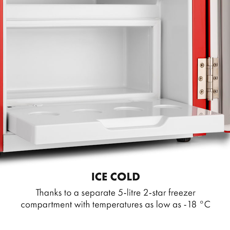 Audrey Mini 2-in-1 Fridge EEC F Freezer LED Red