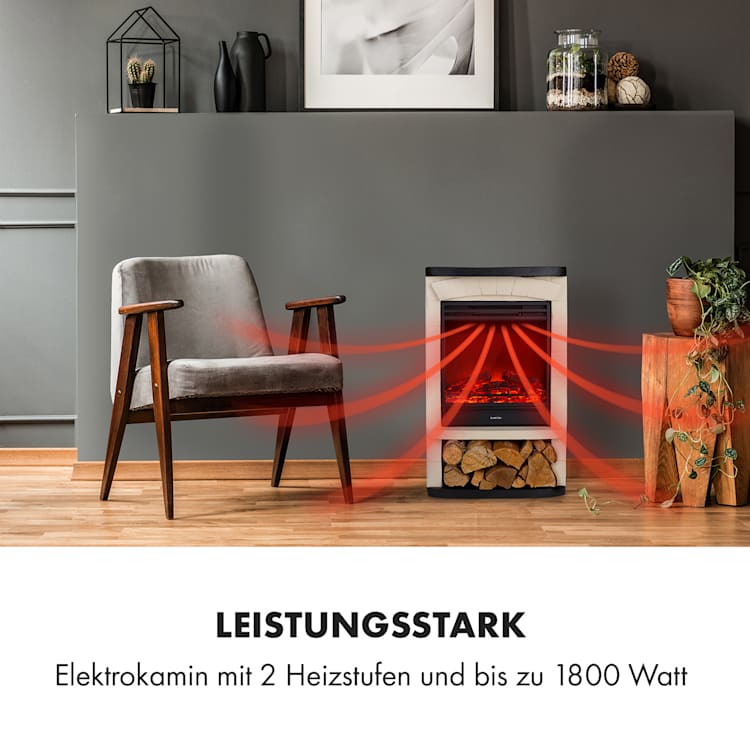 Carinthia Elektrokamin 1800W Wochentimer Fernbedienung Creme