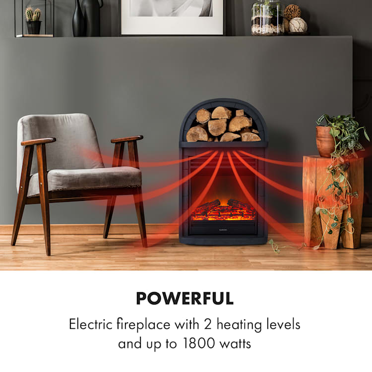 Mayrhofen, elektrický krb, 1800 W, týždenný časovač, diaľkový ovládač, čierny Čierna
