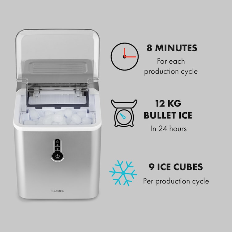 Chillout Máquina de Cubos de Gelo Formato de Elipse12kg/24h Tanque de Água: 1,5L Prata Prateado