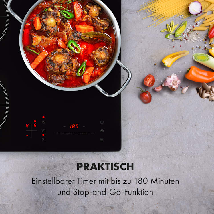 TrinityCook Hybrid Kombikochplatte 3400W Touch Control Glas