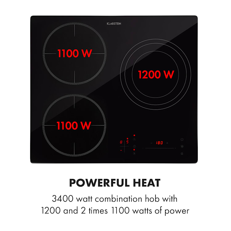 TrinityCook Hybrid, kombinált főzőlap, 3400 W, érintésvezérlő, üveg