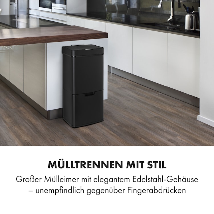 Royal Trash Matte Black Sensor-Mülleimer 72 Liter Edelstahl Matt-Schwarz