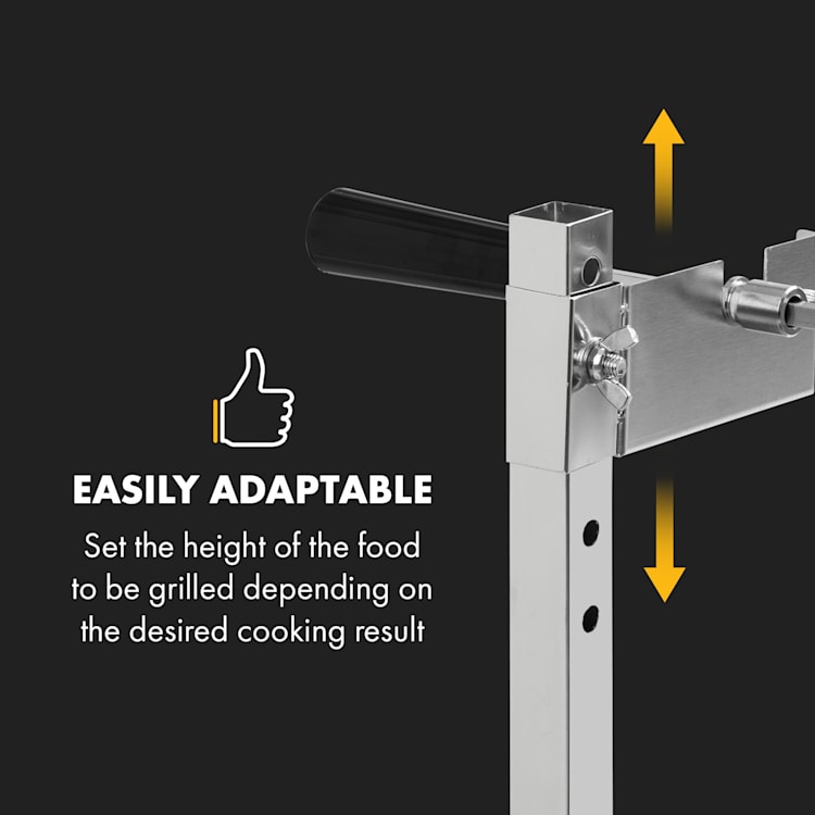 Sauenland Mini, forgó grill nyárssal, forgó nyárs, 4 W, 12 kg max., nemesacél