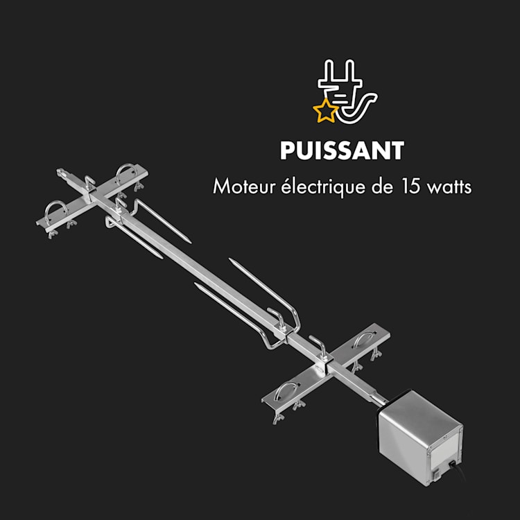 Sauenland Pro XL barbecue à cochon de lait rôtissoire 15 W 4 roulettes inox