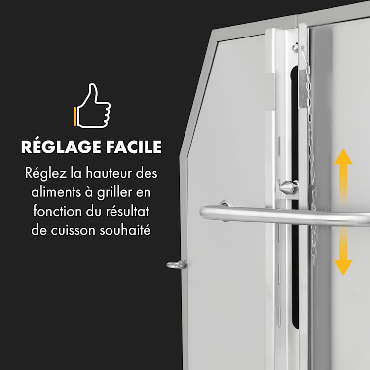 Sauenland Pro XL barbecue à cochon de lait rôtissoire 15 W 4 roulettes inox