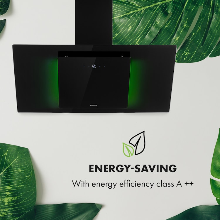 Eleonora 90 Dunstabzugshaube 420 m³/h Touch-Panel Ambiente-Licht EEK A++ 90 cm | Schwarz