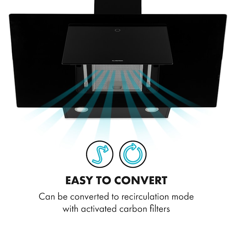 Eleonora 90 Dunstabzugshaube 420 m³/h Touch-Panel Ambiente-Licht EEK A++ 90 cm | Schwarz